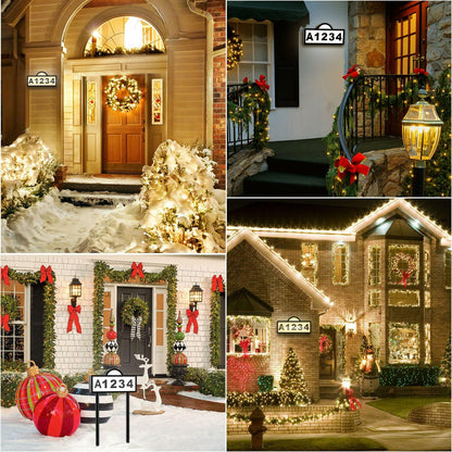 Quntis House Numbers for Outside, Waterproof Solar Address Signs for House Light Up, Cold/Warm/Daylight White Address Plaque Outdoor LED Illuminated, Wall Mounted/In Ground 2 Ways for Home Yard Street