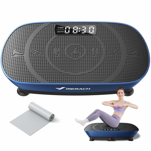 MERACH Vibration Plate Exercise Machine, Whole Body Workout Equipment for Women, Bluetooth and Silicone Pedal, Vibration Plate with Auto Mode, Vibrate Fitness Platform for Home (Blue)