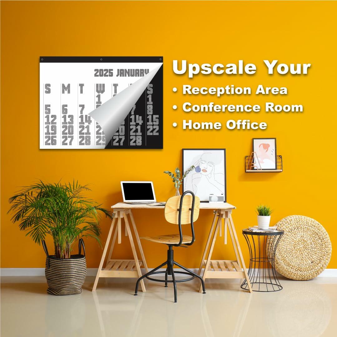 RED EMBER The Colossal 2025 Wall Calendar 12 Month - Techno | 48" x 36" | Chic Modern Design | Calendar 2025