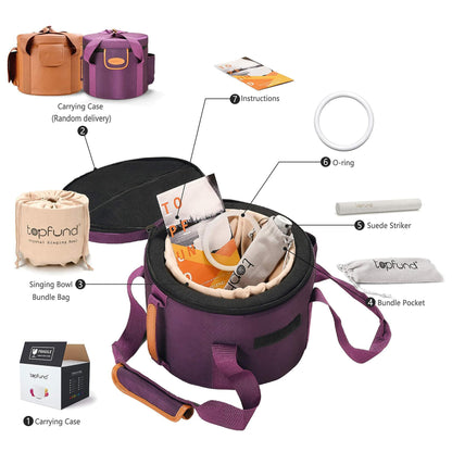 TOPFUND 6-10" 432Hz Chakra Set of 7 Black Crystal Singing Bowls with Carrying Cases and Singing Bowl Mallets