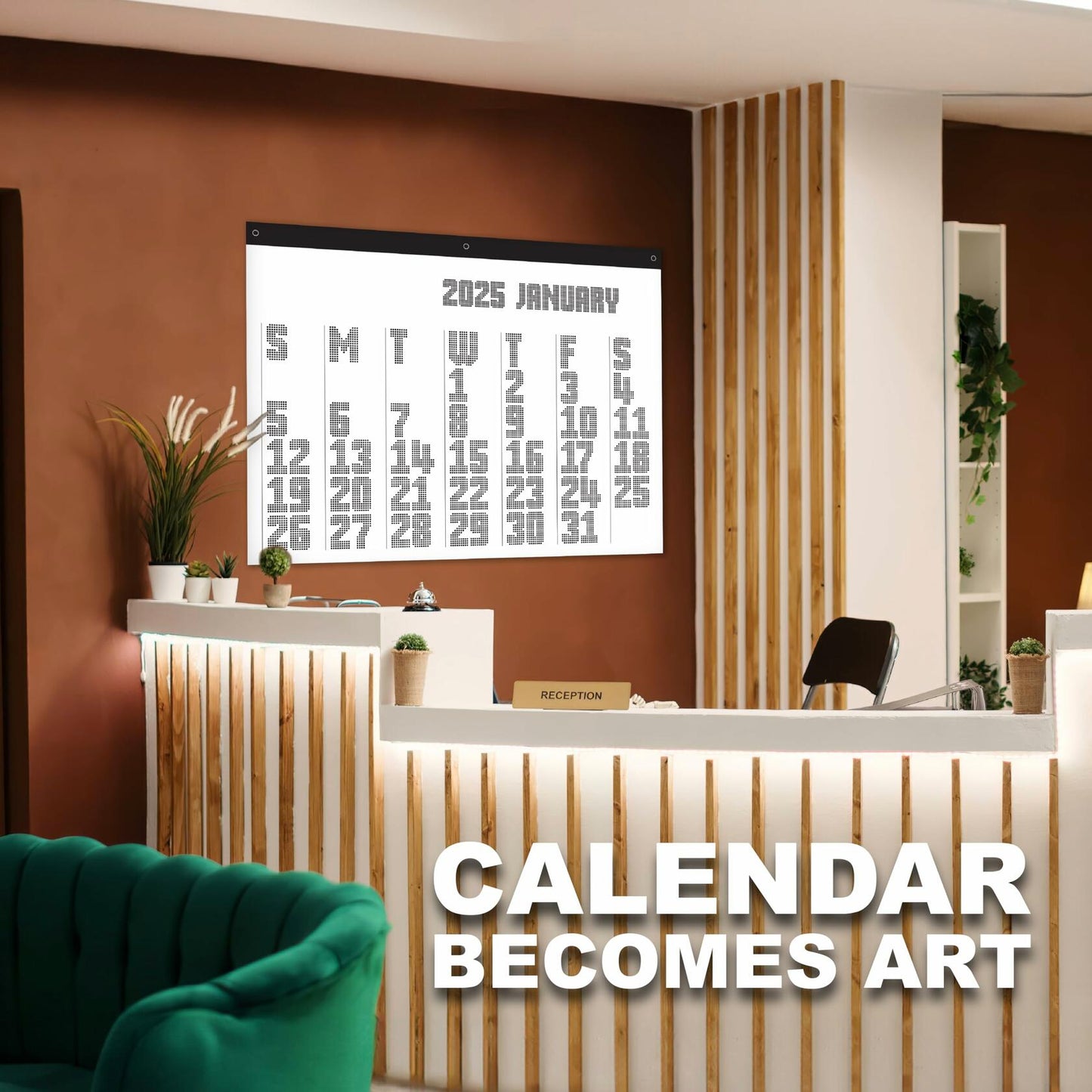 RED EMBER The Colossal 2025 Wall Calendar 12 Month - Techno | 48" x 36" | Chic Modern Design | Calendar 2025