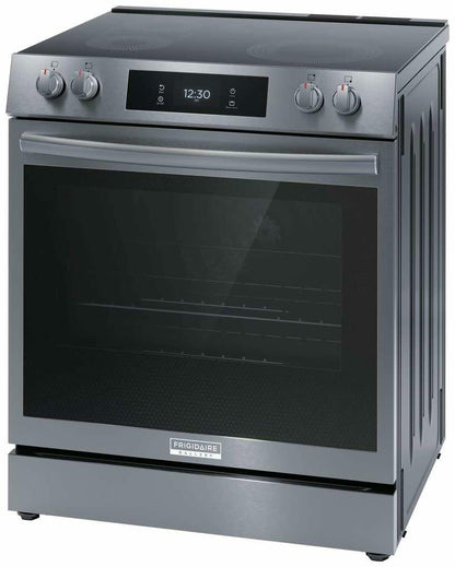 Frigidaire Gallery 30 in. 6.2 cu.ft. 5 Burner Element Slide-in Electric Range w/Total Convection & Air Fry, SmudgeProof Stainless GCFE3060BF