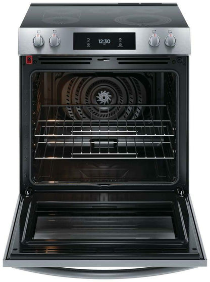 Frigidaire Gallery 30 in. 6.2 cu.ft. 5 Burner Element Slide-in Electric Range w/Total Convection & Air Fry, SmudgeProof Stainless GCFE3060BF