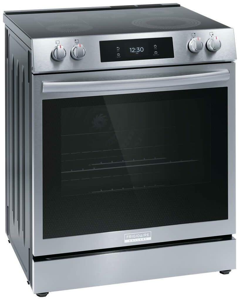 Frigidaire Gallery 30 in. 6.2 cu.ft. 5 Burner Element Slide-in Electric Range w/Total Convection & Air Fry, SmudgeProof Stainless GCFE3060BF