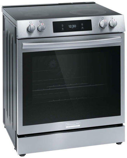 Frigidaire Gallery 30 in. 6.2 cu.ft. 5 Burner Element Slide-in Electric Range w/Total Convection & Air Fry, SmudgeProof Stainless GCFE3060BF