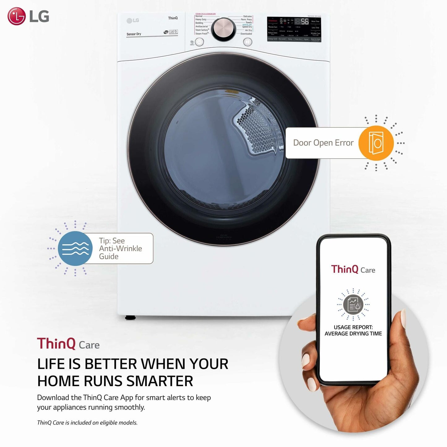 LG DLGX4001W Dryer, Solid Black