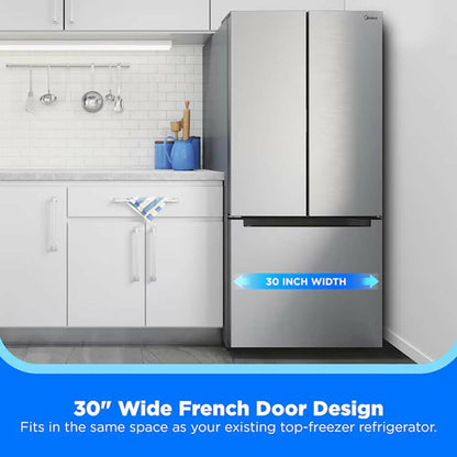 Midea MRF18B4AST 18 Cf French Door 30 Wide Non-dispense